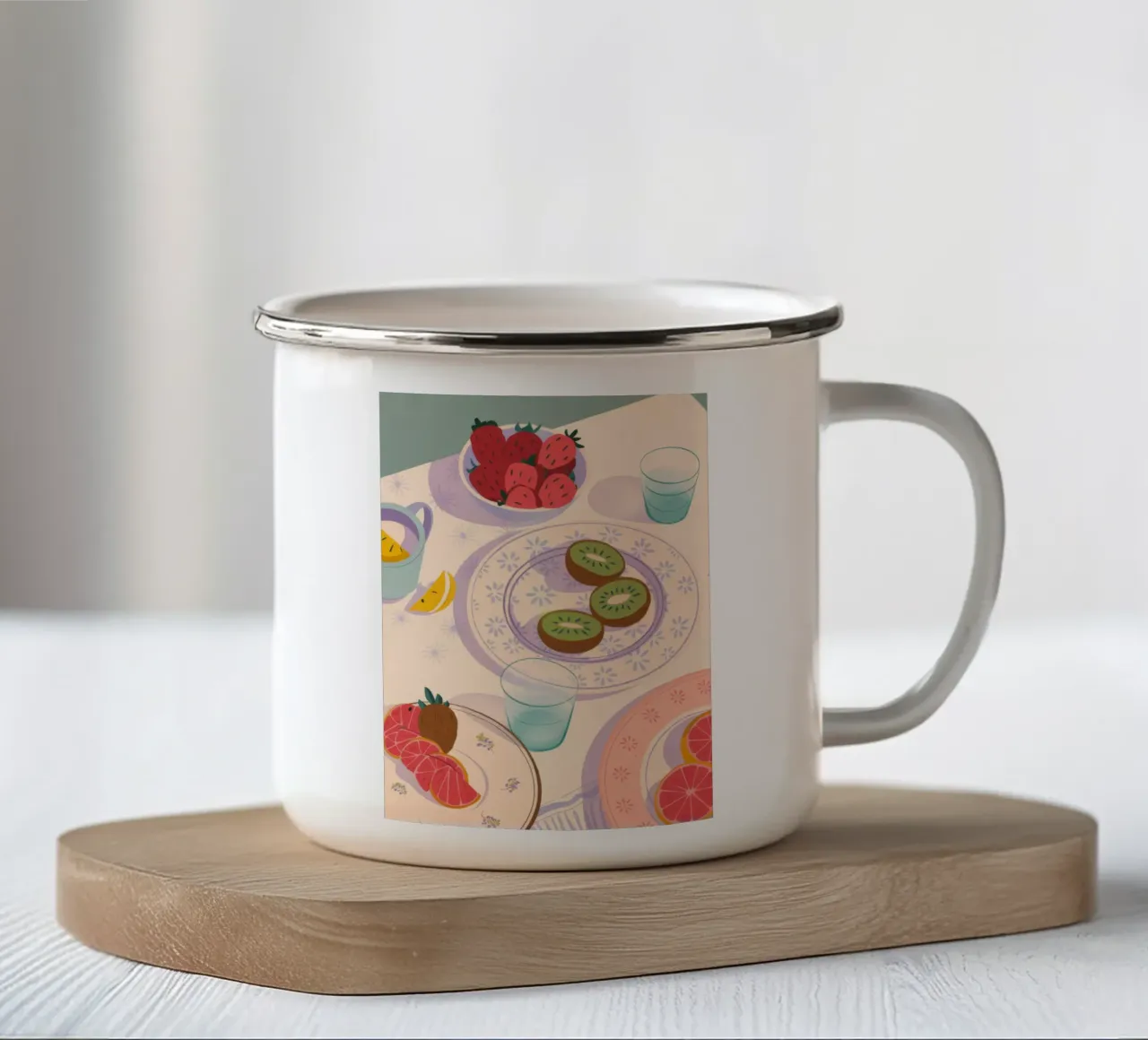 Mattina fruttuosa tazza in smalto da Artie Shifa