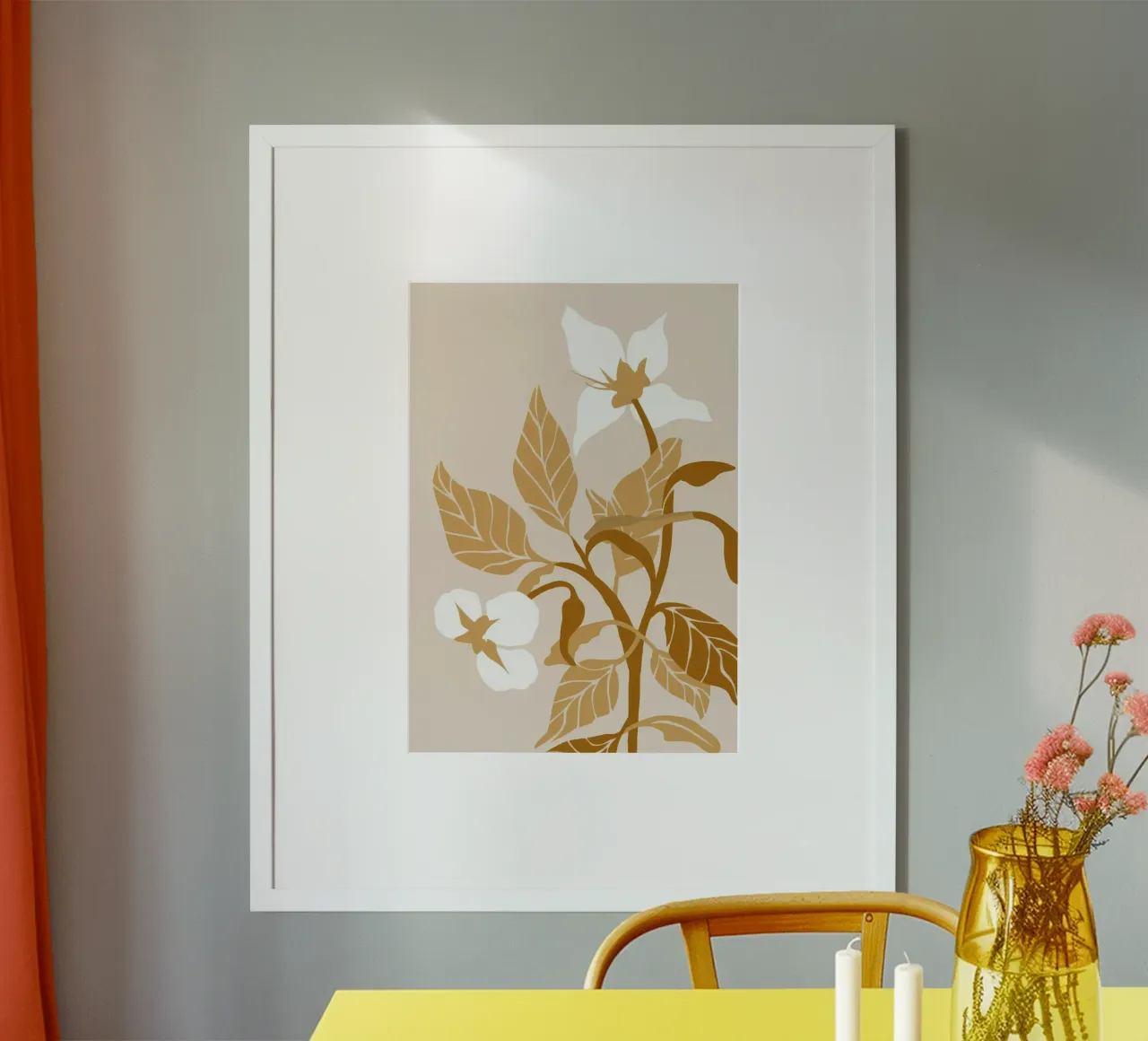Fiori d'oro poster con telaio in legno da Artie Shifa
