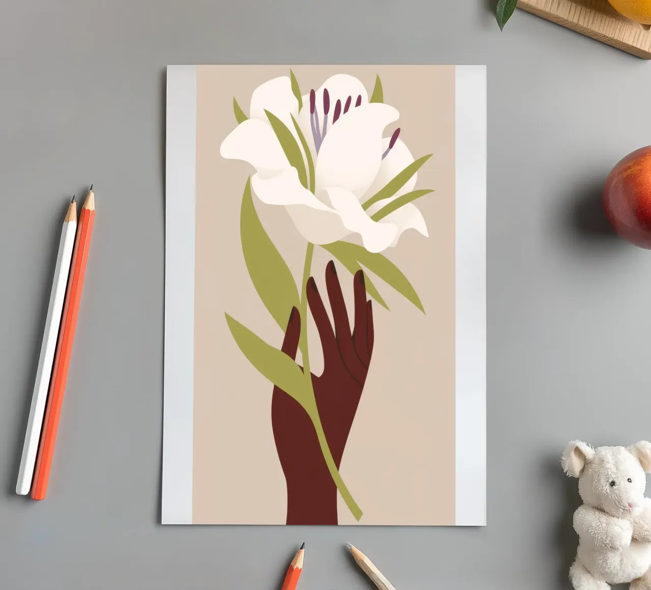 Mano e fiore foglio adesivo da Artie Shifa