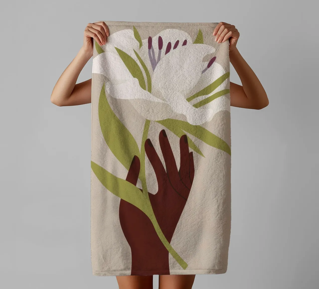 Mano e fiore asciugamano da bagno da Artie Shifa