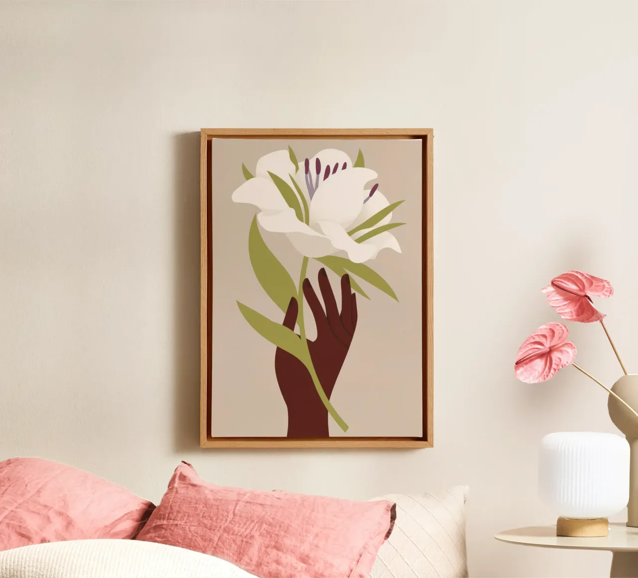 Mano e fiore tela da Artie Shifa