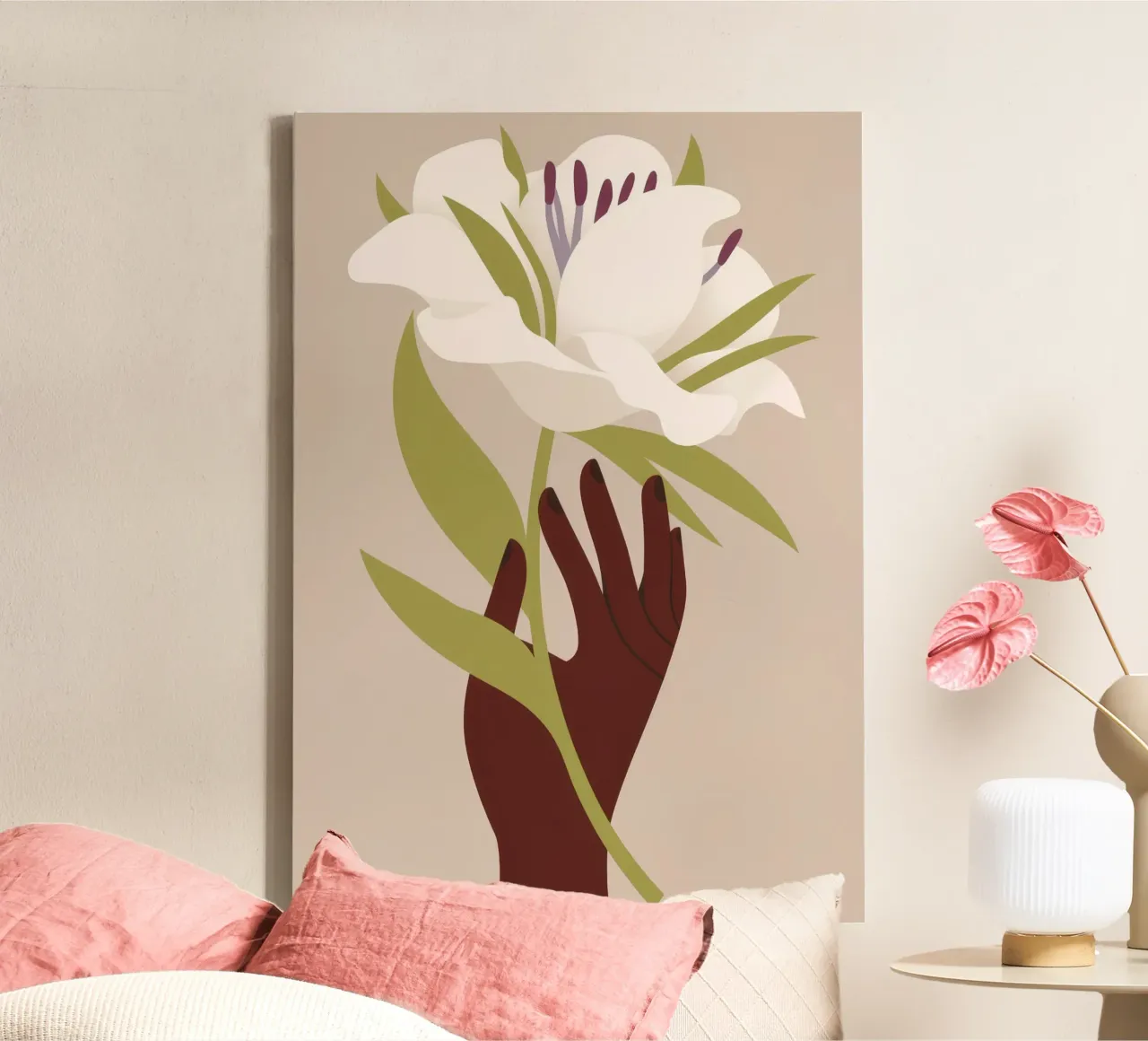 Mano e fiore tela da Artie Shifa