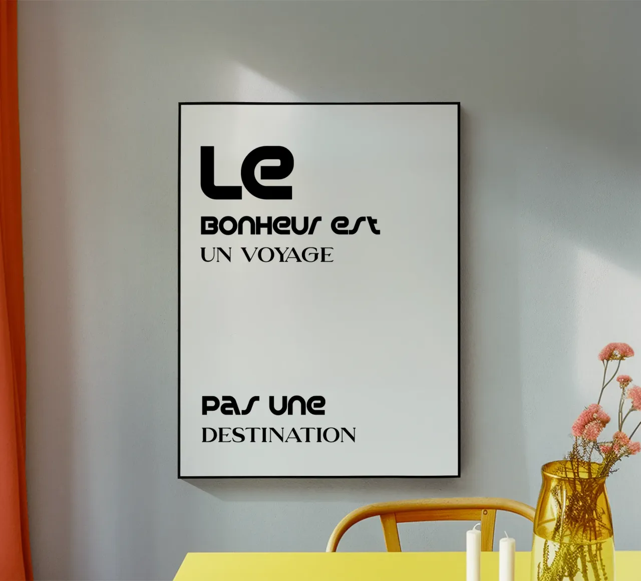 Le Bonheus Un viaje, no un destino metacrilato de YV TYPOGRAPHY