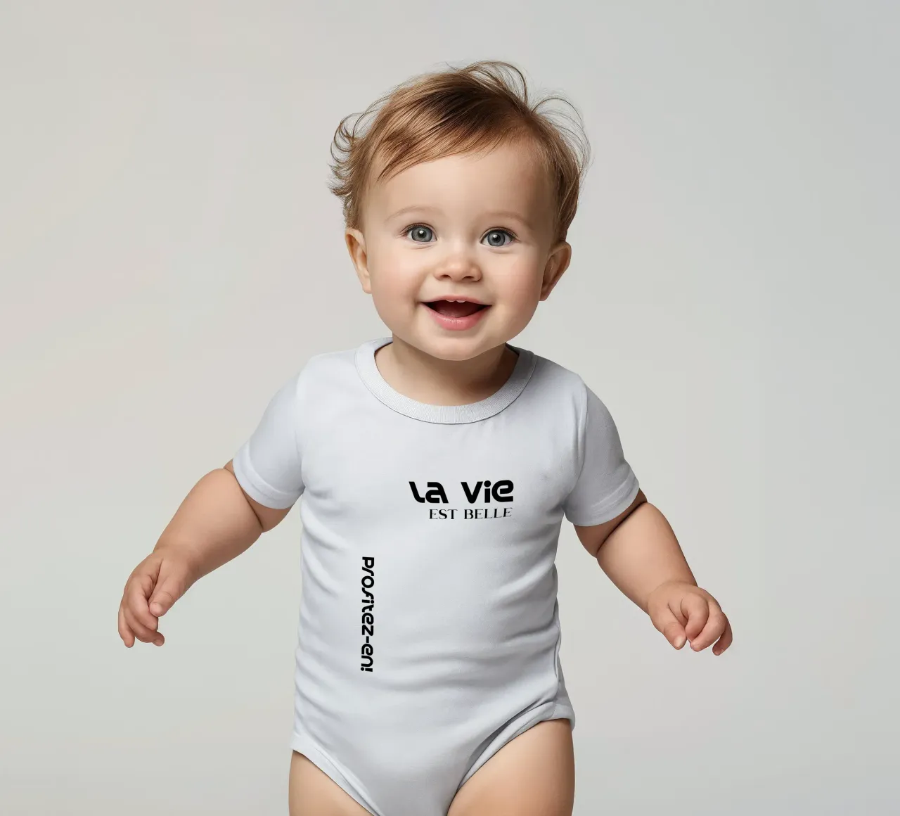 La Vie Est Belle Profitez-en Kurzarm Babybody von YV TYPOGRAPHY