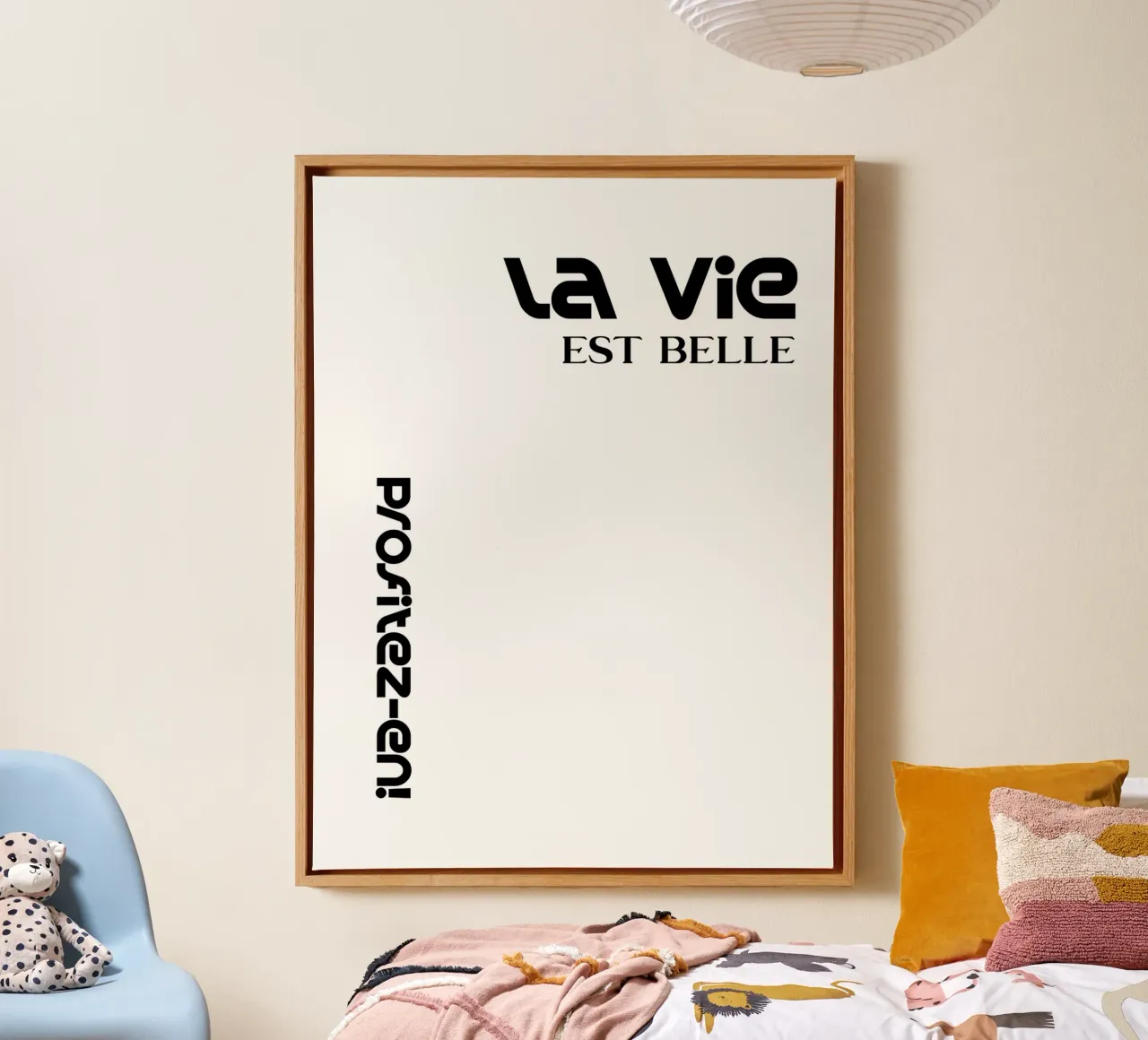 La Vie Est Belle Profitez-en tela con Cornice a cassetta da YV TYPOGRAPHY
