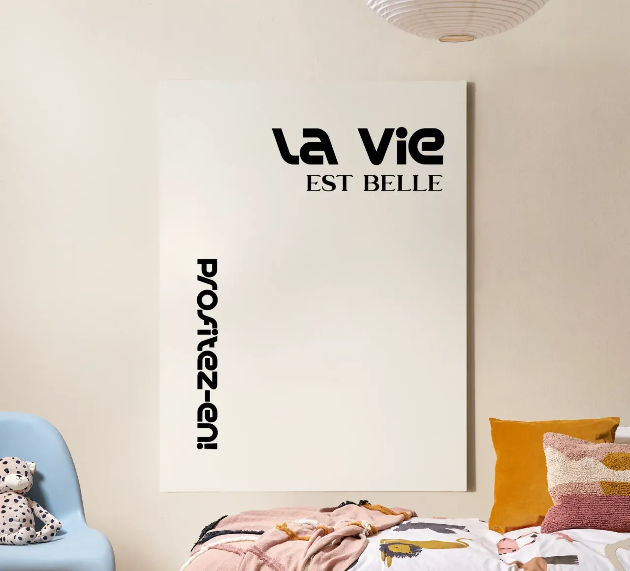 La Vie Est Belle Profitez-en tela con Cornice a cassetta da YV TYPOGRAPHY