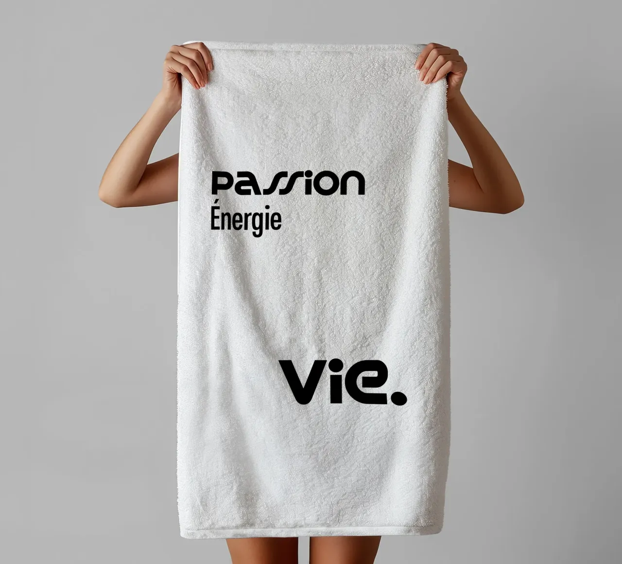 Passion Energy Vie towel by YV TYPOGRAPHY