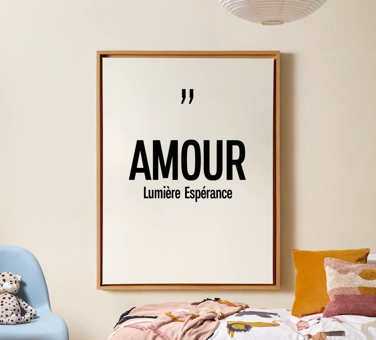 Amour Lumiere Esperance tela con Cornice a cassetta da YV TYPOGRAPHY