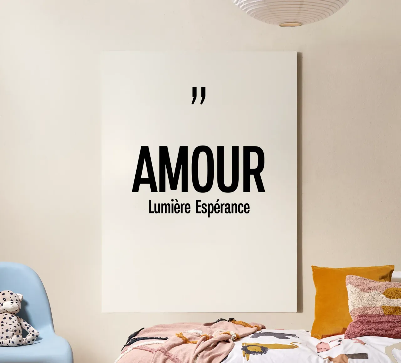 Amour Lumiere Esperance tela con Cornice a cassetta da YV TYPOGRAPHY