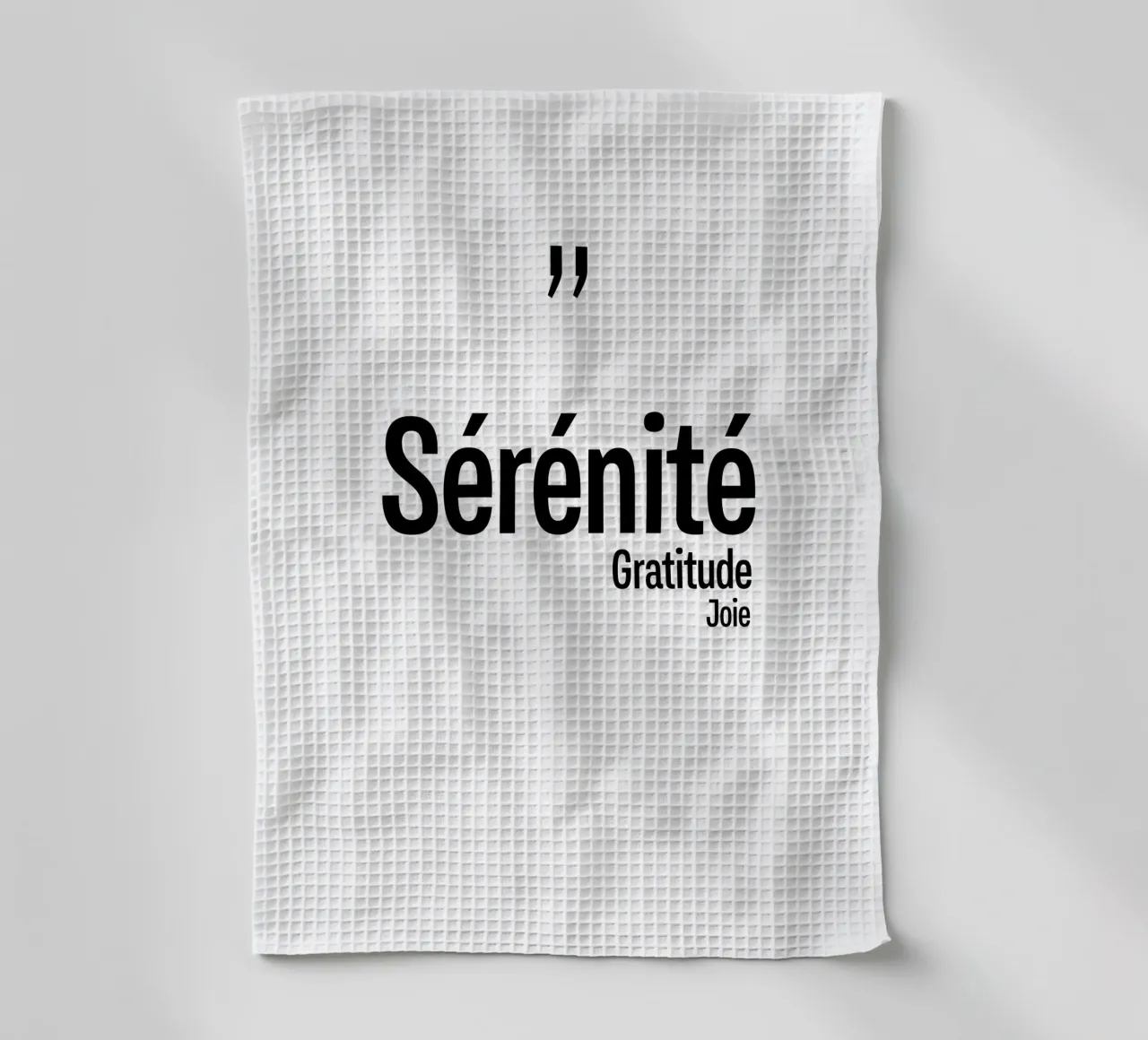 Serenite Gratitudine Joie canovaccio da cucina da YV TYPOGRAPHY