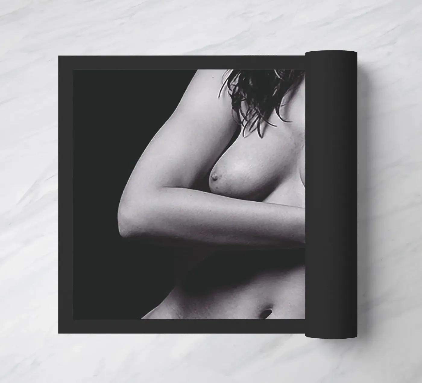 Adele X posing nude Mono doormat by Dave Hare Photography