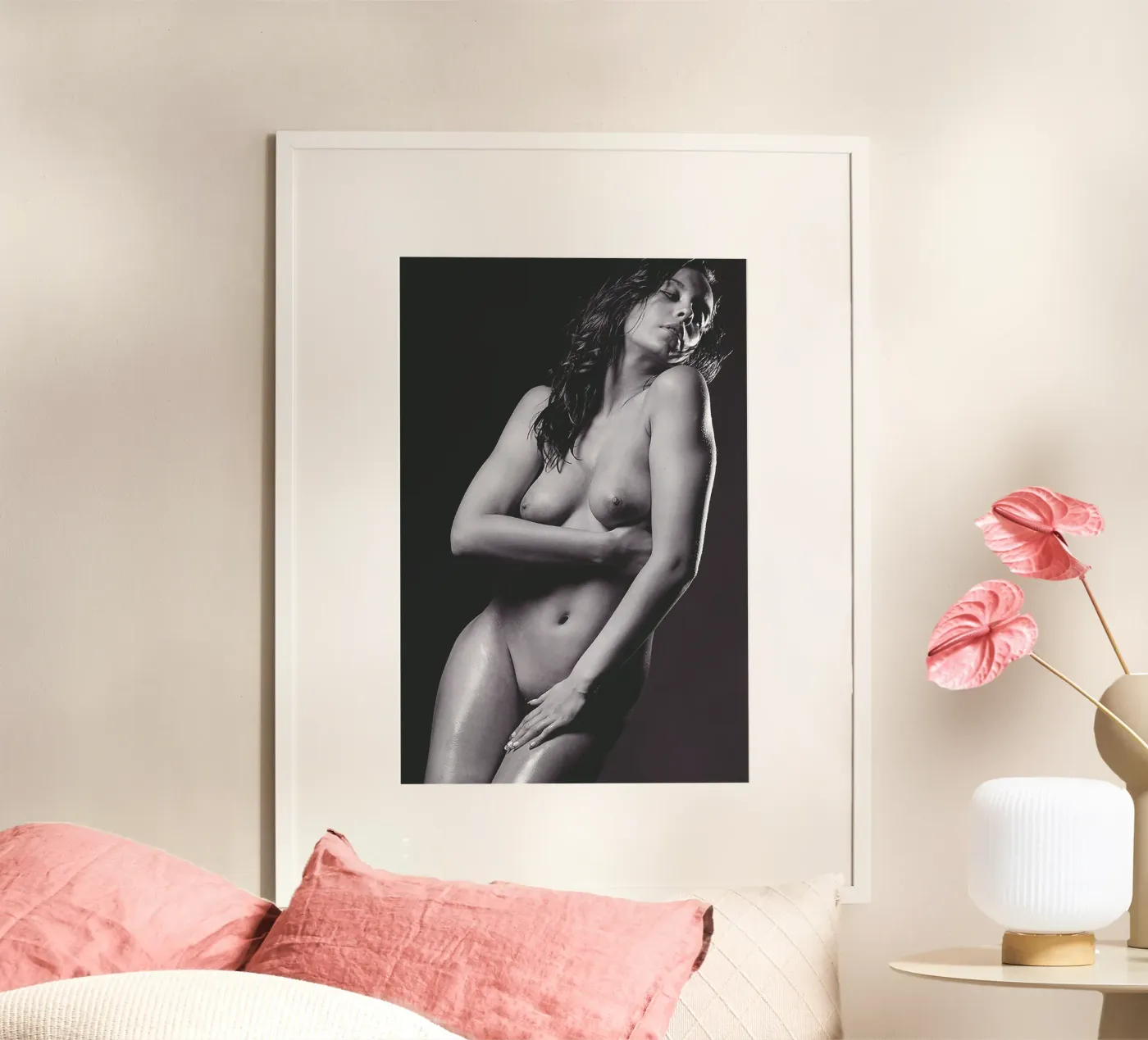 Adele X posing nude Mono Poster von Dave Hare Photography