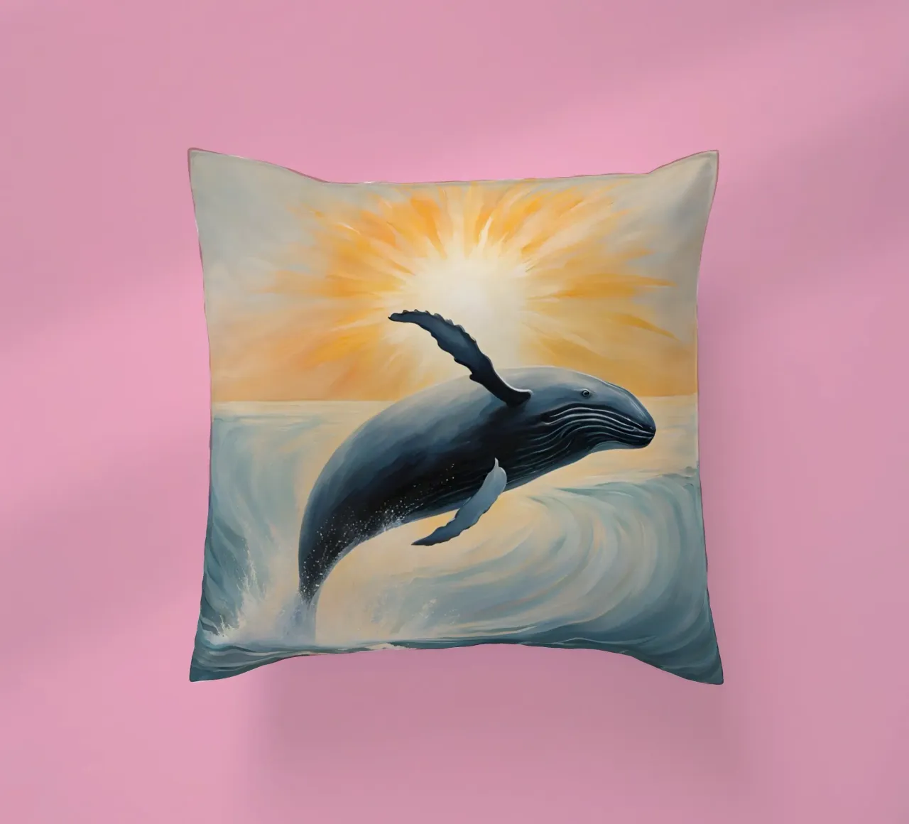 Orizzonte d'oro, mari infiniti cuscino da DesignArt