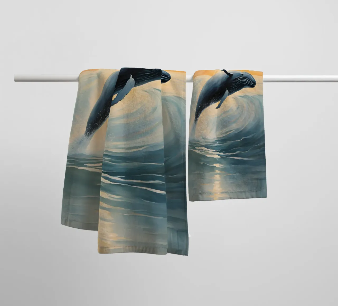 Orizzonte d'oro, mari infiniti asciugamano da bagno da DesignArt