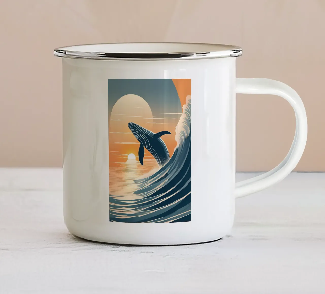 Il salto della balena tazza in smalto da DesignArt