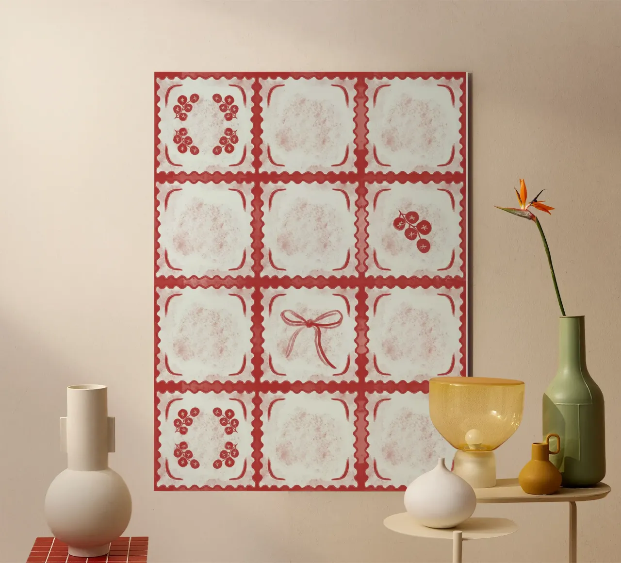Ravioli Pomodoro Pattern alluminio dibond da anisillustration