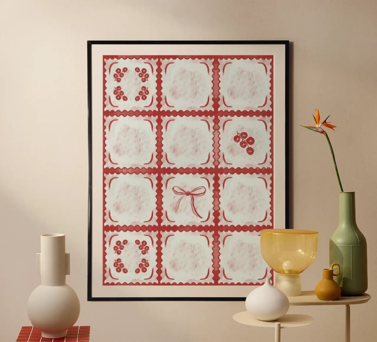 Ravioli Pomodoro Pattern carta hahnemühle da anisillustration
