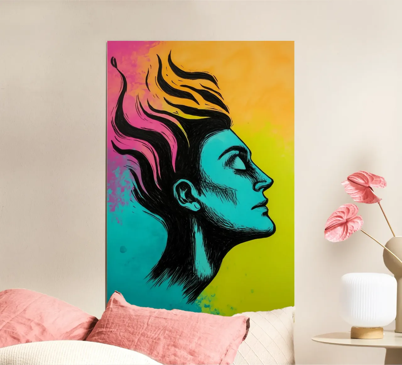 Fiamme colorate nel gioco della luce poster con telaio in legno da melipo-art