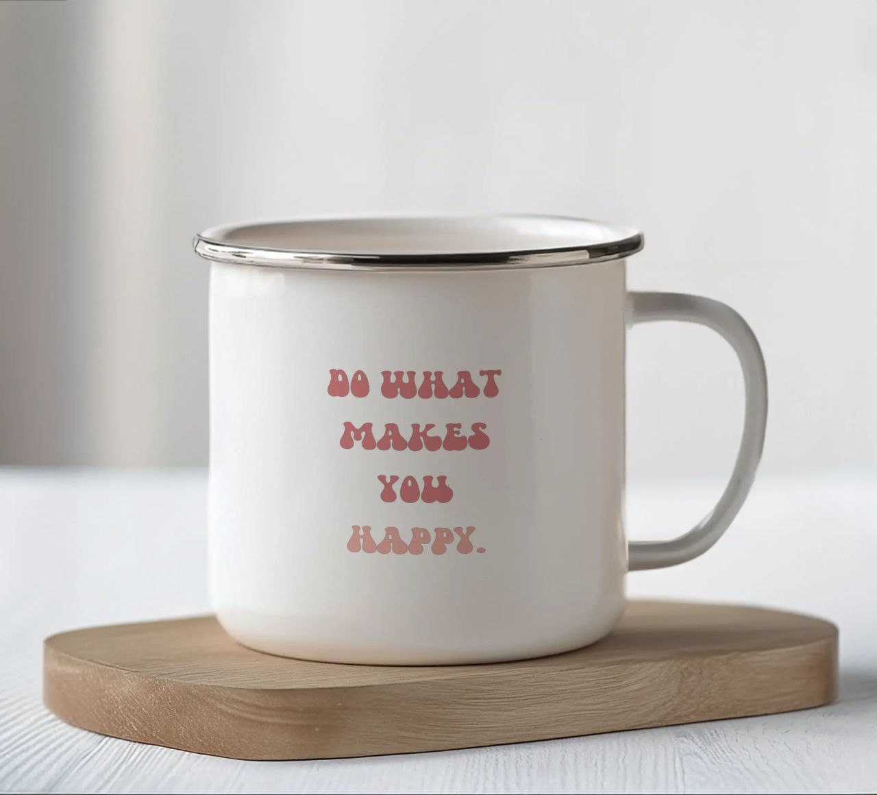 Vivere per la felicità tazza in smalto da Doodle Dreams Art