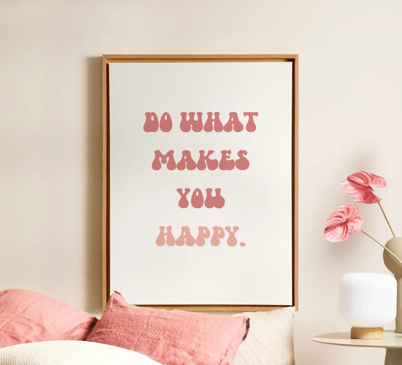 Vivere per la felicità tela con Cornice a cassetta da Doodle Dreams Art