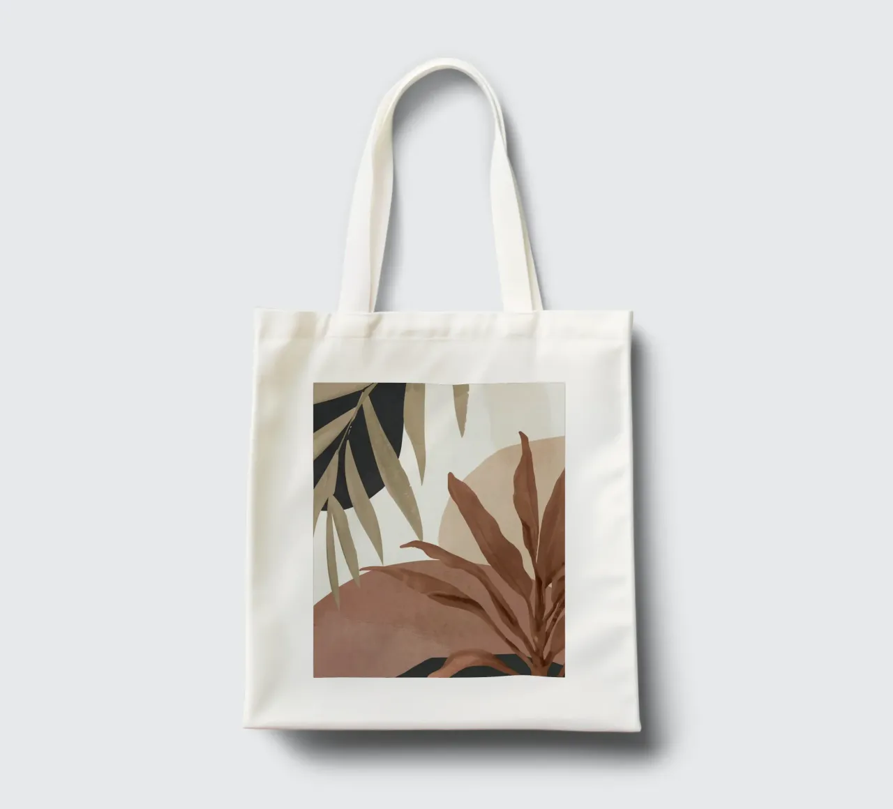Abstract Art Tropical Leaves 4 Mocha Mousse tote bag by ThingDesign