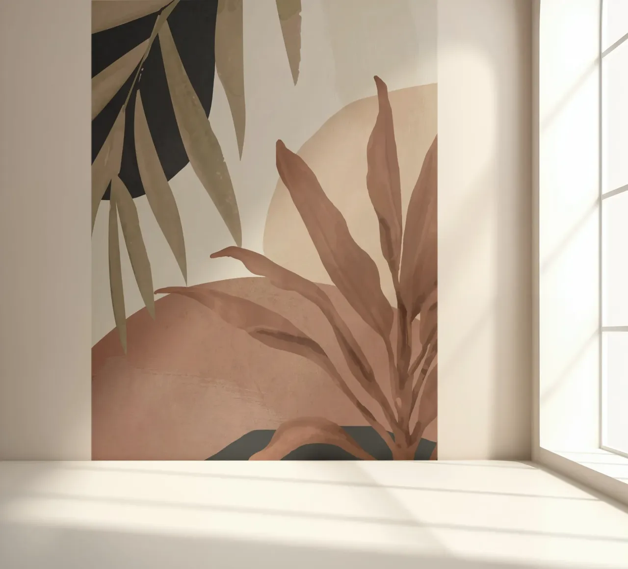 Abstract Art Tropical Leaves 4 Mocha Mousse photo wallpaper by ThingDesign