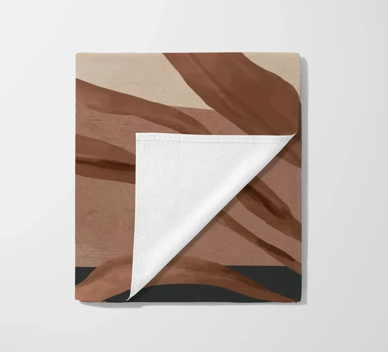 Abstracte kunst tropische bladeren 4 mokka mousse strandhanddoek van ThingDesign