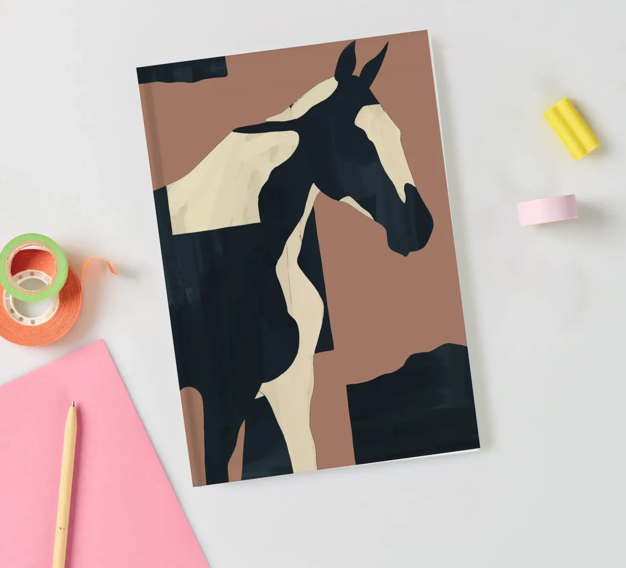 Caballo Minimal Abstracto Mousse de Moca cuaderno de ThingDesign