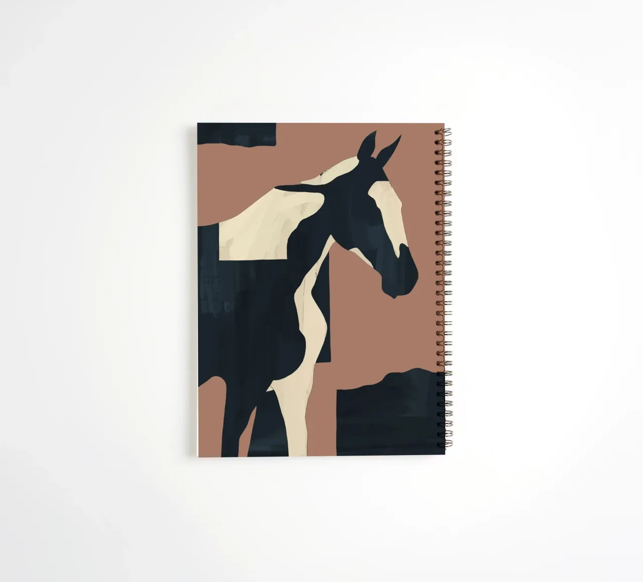 Abstract Minimal Horse Mocha Mousse spiral notebook by ThingDesign