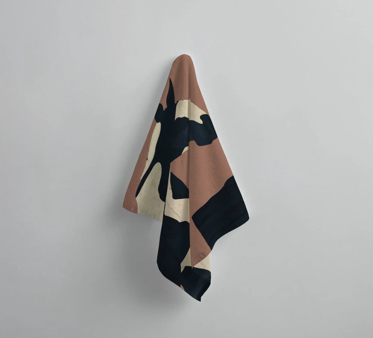 Abstract Minimal Horse Mocha Mousse towel by ThingDesign
