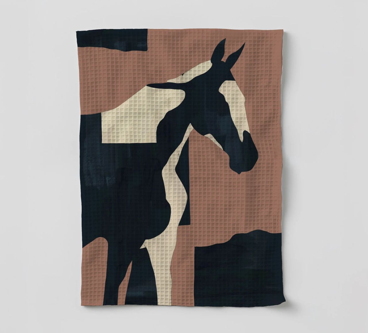 Abstract Minimal Horse Mocha Mousse tea towel by ThingDesign