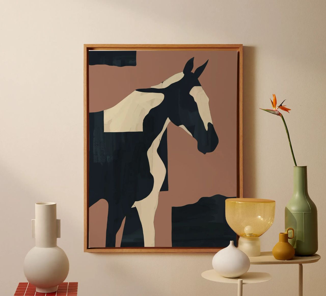 Abstract Minimal Horse Mocha Mousse canvas by ThingDesign