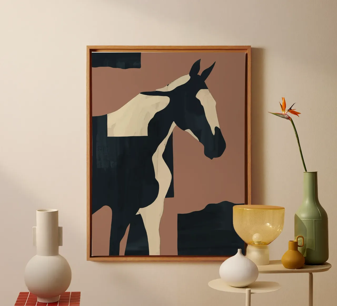 Abstract Minimal Horse Mocha Mousse canvas by ThingDesign