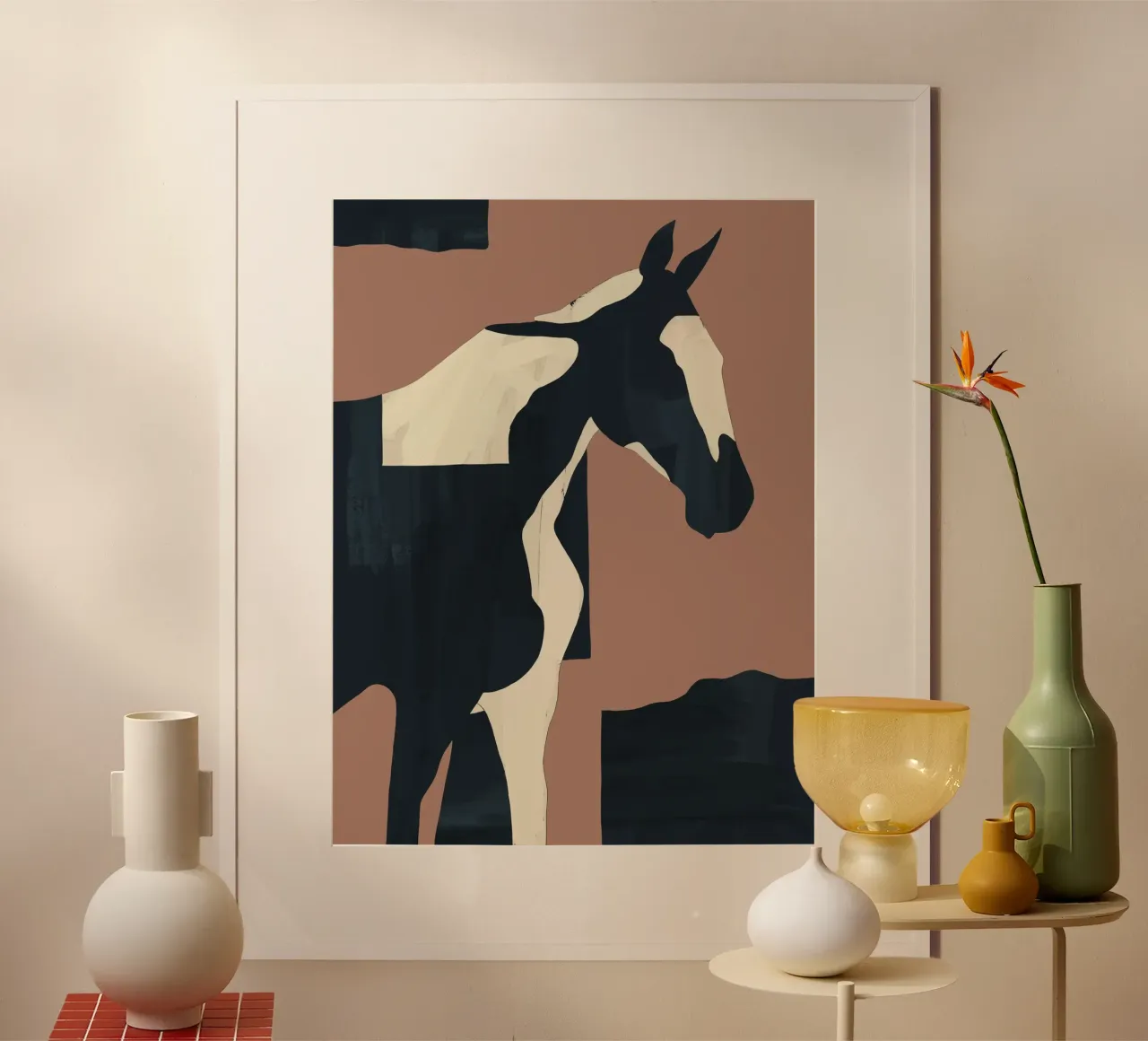 Abstrait Minimal Cheval Mousse Moka poster de ThingDesign