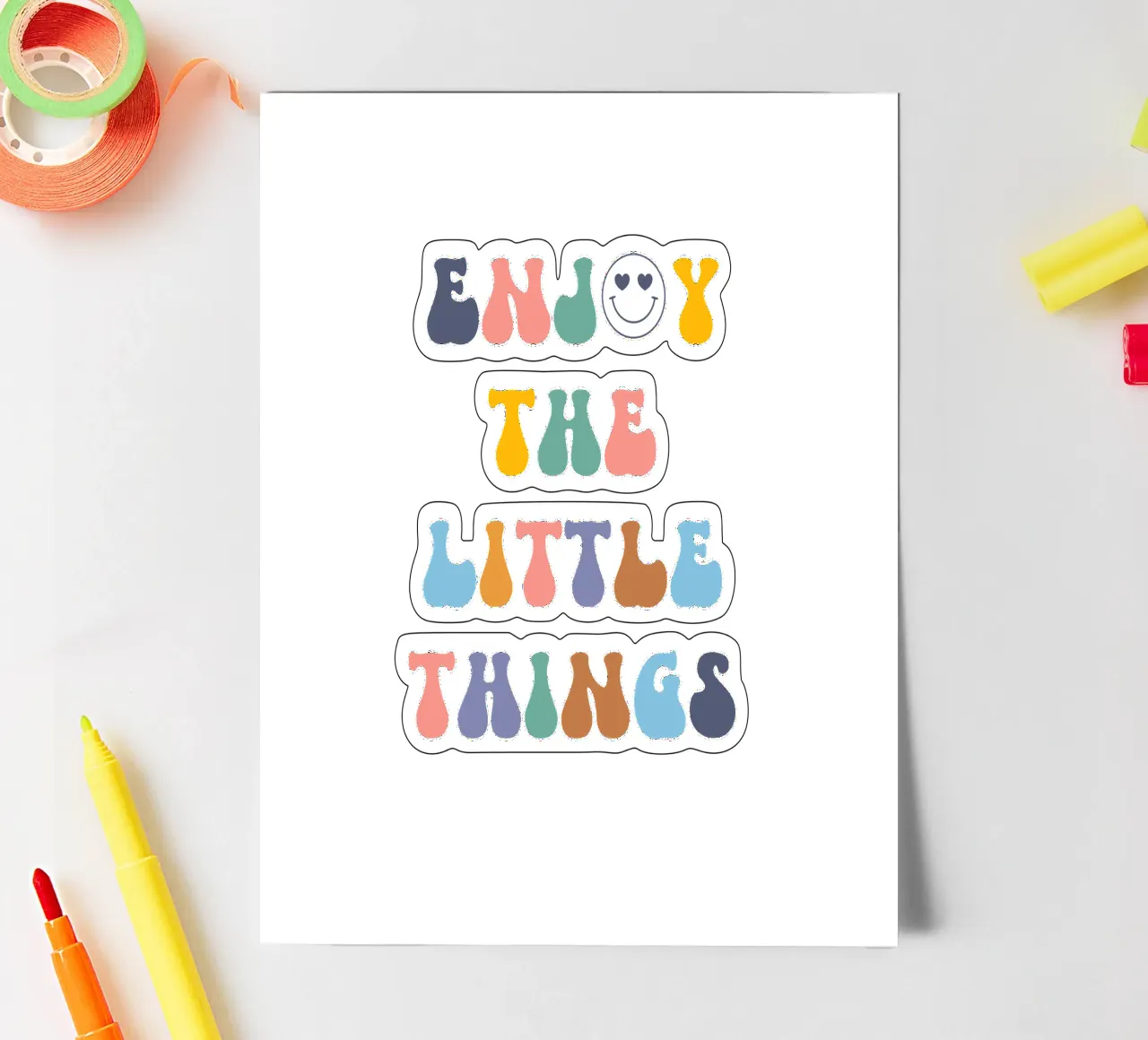 Beatitudine retrò - Assaporare le piccole cose foglio adesivo da Doodle Dreams Art