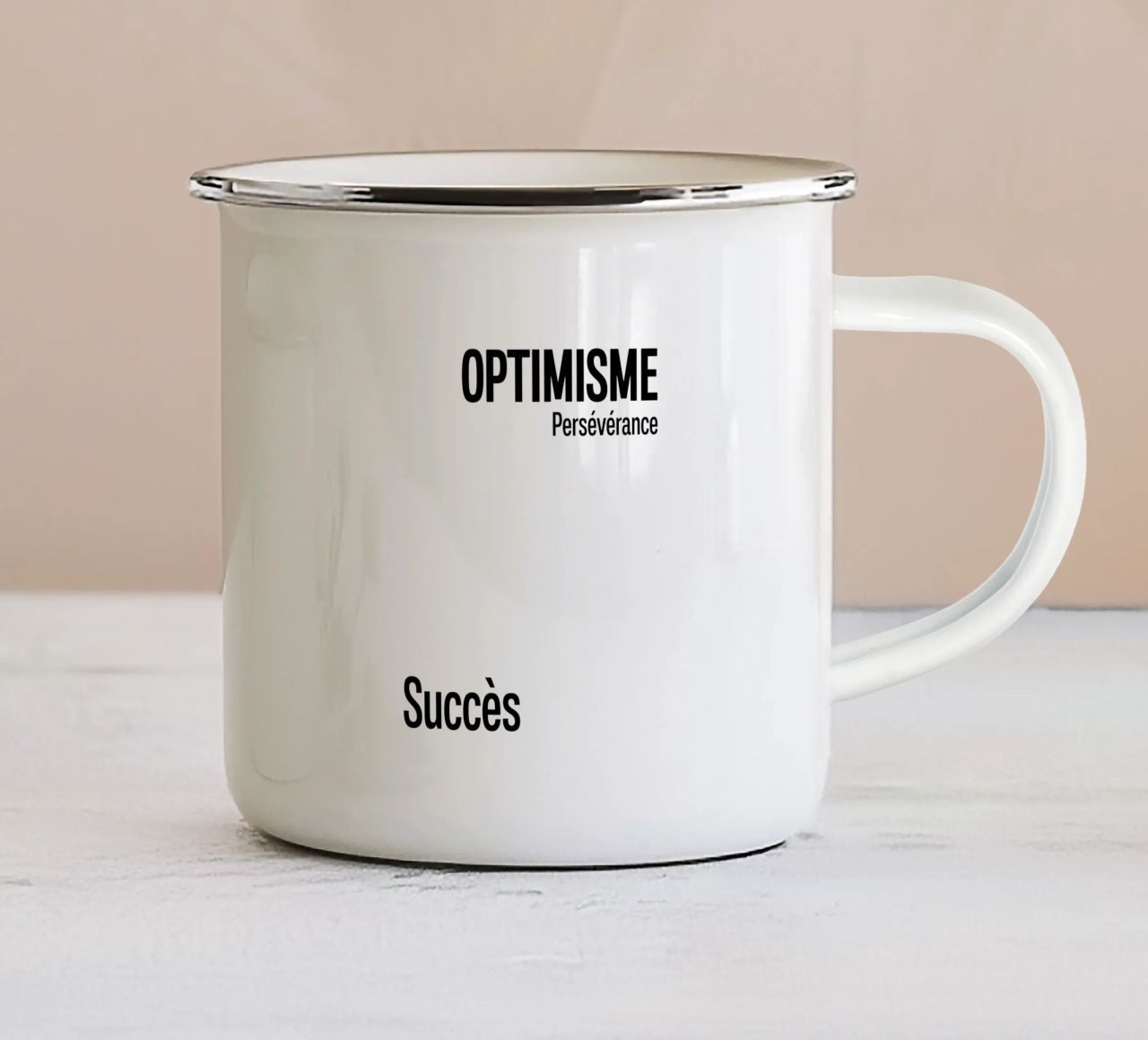 Ottimismo Perseveranza Successo tazza in smalto da YV TYPOGRAPHY