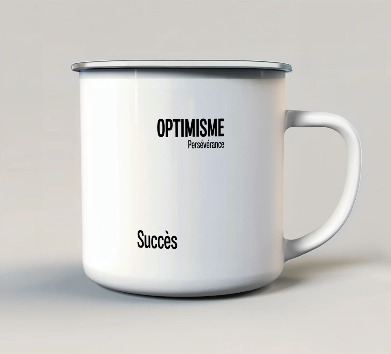 Ottimismo Perseveranza Successo tazza in smalto da YV TYPOGRAPHY