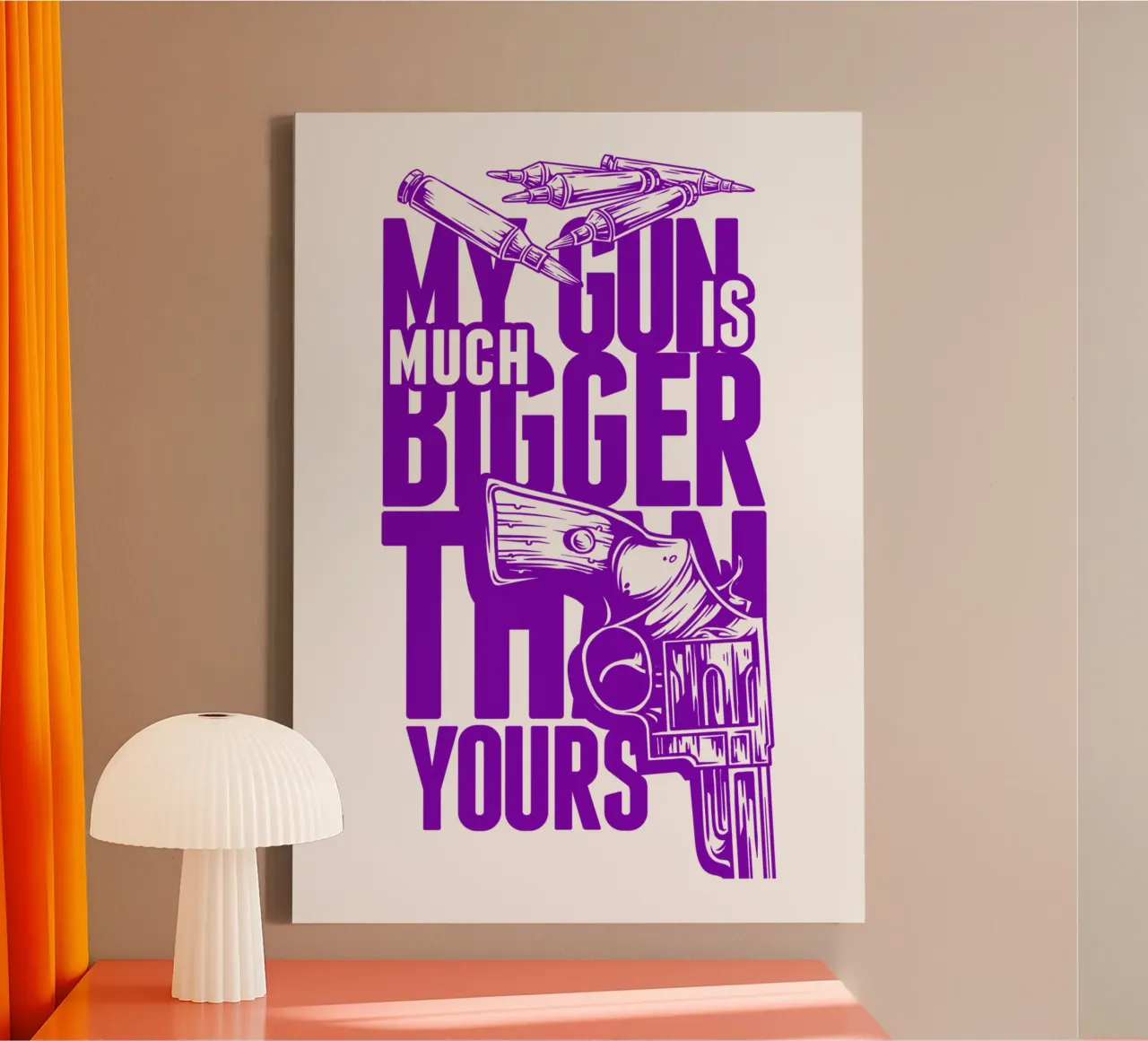 My Gun Is Much Bigger Than Yours Trending Now canvas with Floater frame by Urban Life