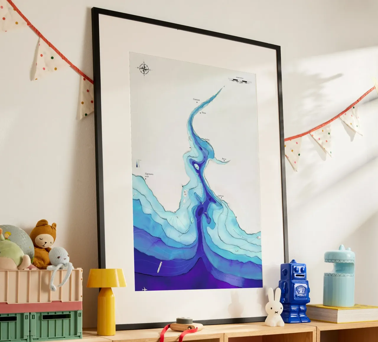 Uncharted Territory Kiss poster con telaio in plastica da Birgit Palma