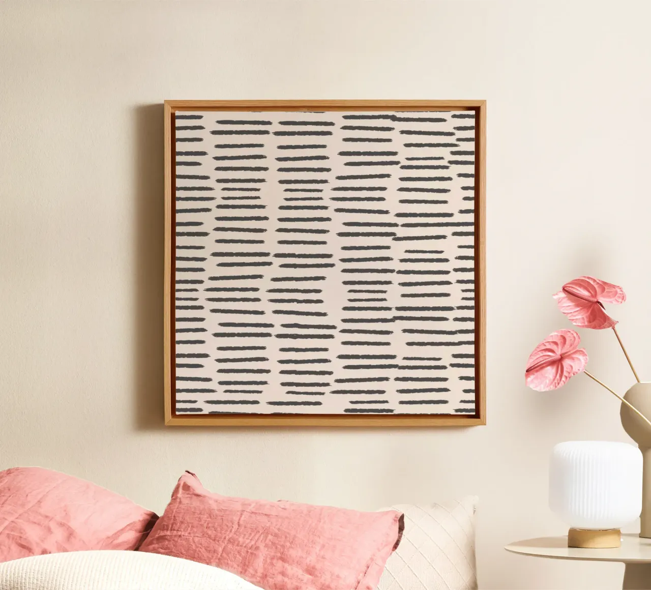 Organische Pinselstrich-Streifen - Minimalistischer Boho in Anthrazit Leinwand von susanacosta