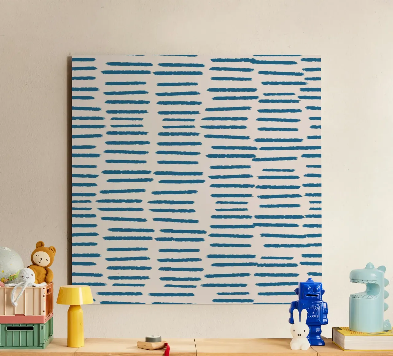 Strisce organiche a pennello - Minimalista Boho astratto blu pannello forex da susanacosta