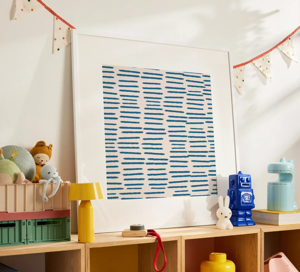 Strisce organiche a pennello - Minimalista Boho astratto blu poster da susanacosta