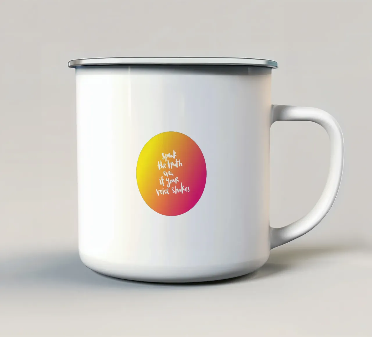 Speak the Truth tazza in smalto da Brushmeetspaper