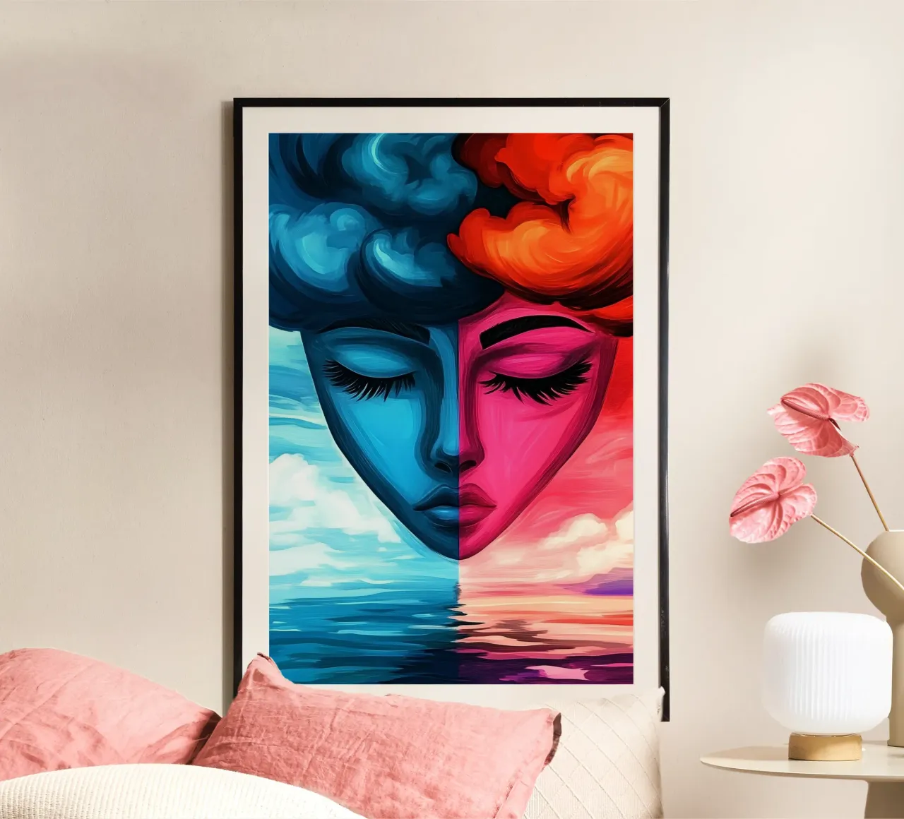 Specchio del cielo - fuoco e ghiaccio in equilibrio poster con telaio in plastica da melipo-art
