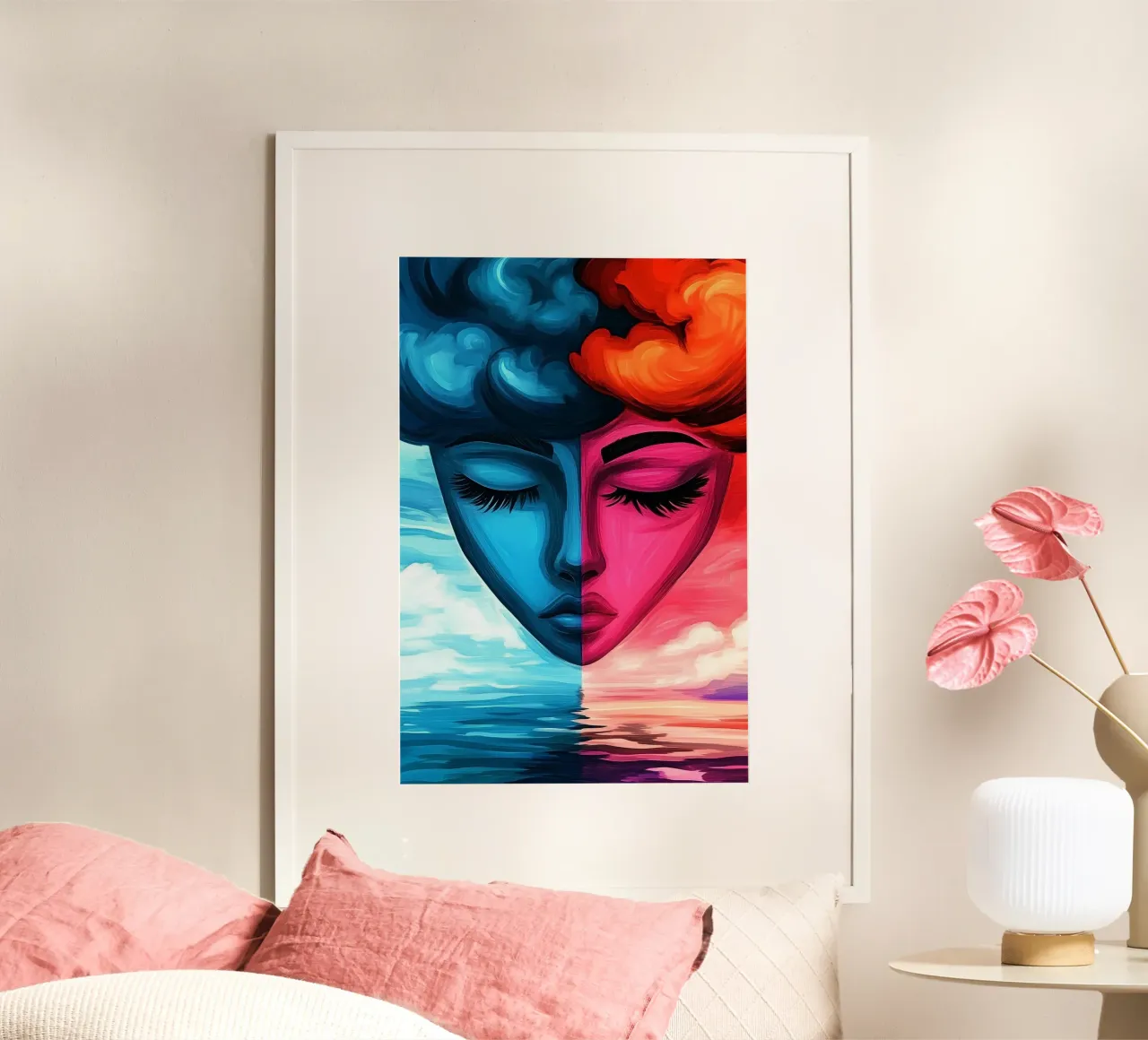 Specchio del cielo - fuoco e ghiaccio in equilibrio poster con telaio in plastica da melipo-art