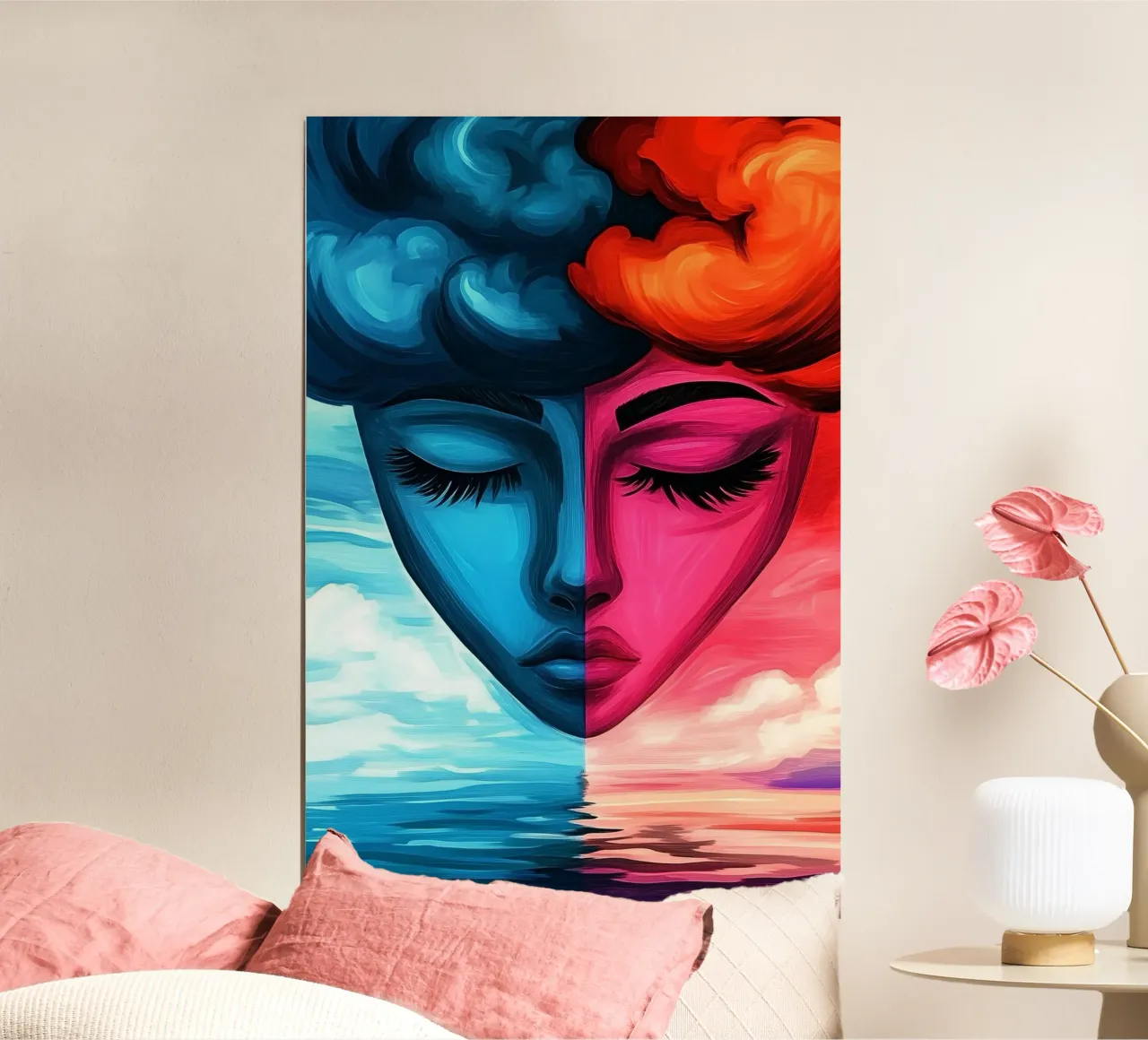 Specchio del cielo - fuoco e ghiaccio in equilibrio poster con telaio in plastica da melipo-art