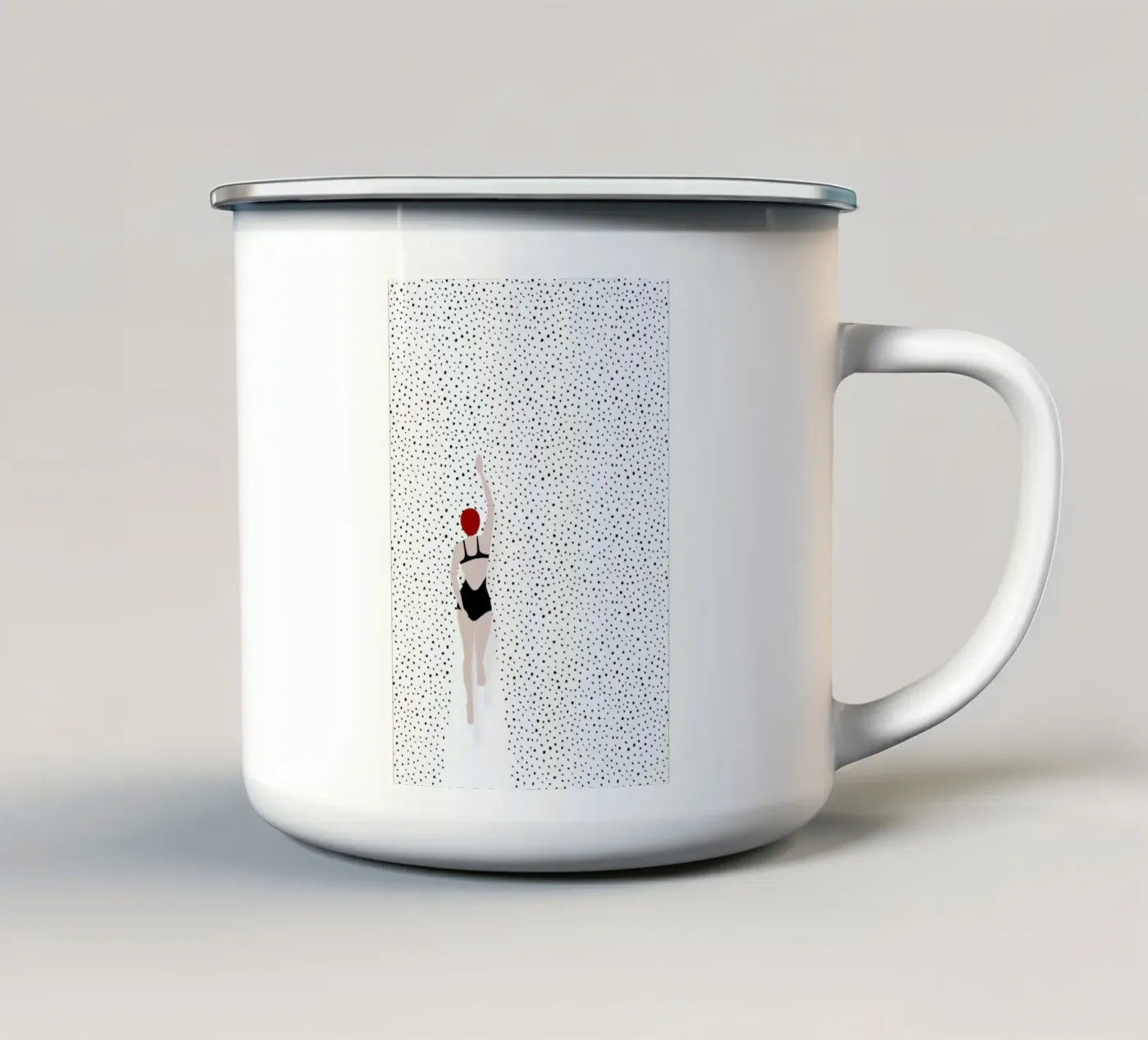 Punktschwimmer Emaille Tasse von Amy & Kurt