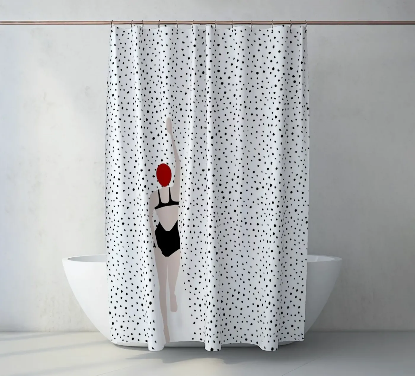 Punktschwimmer shower curtain by Amy & Kurt