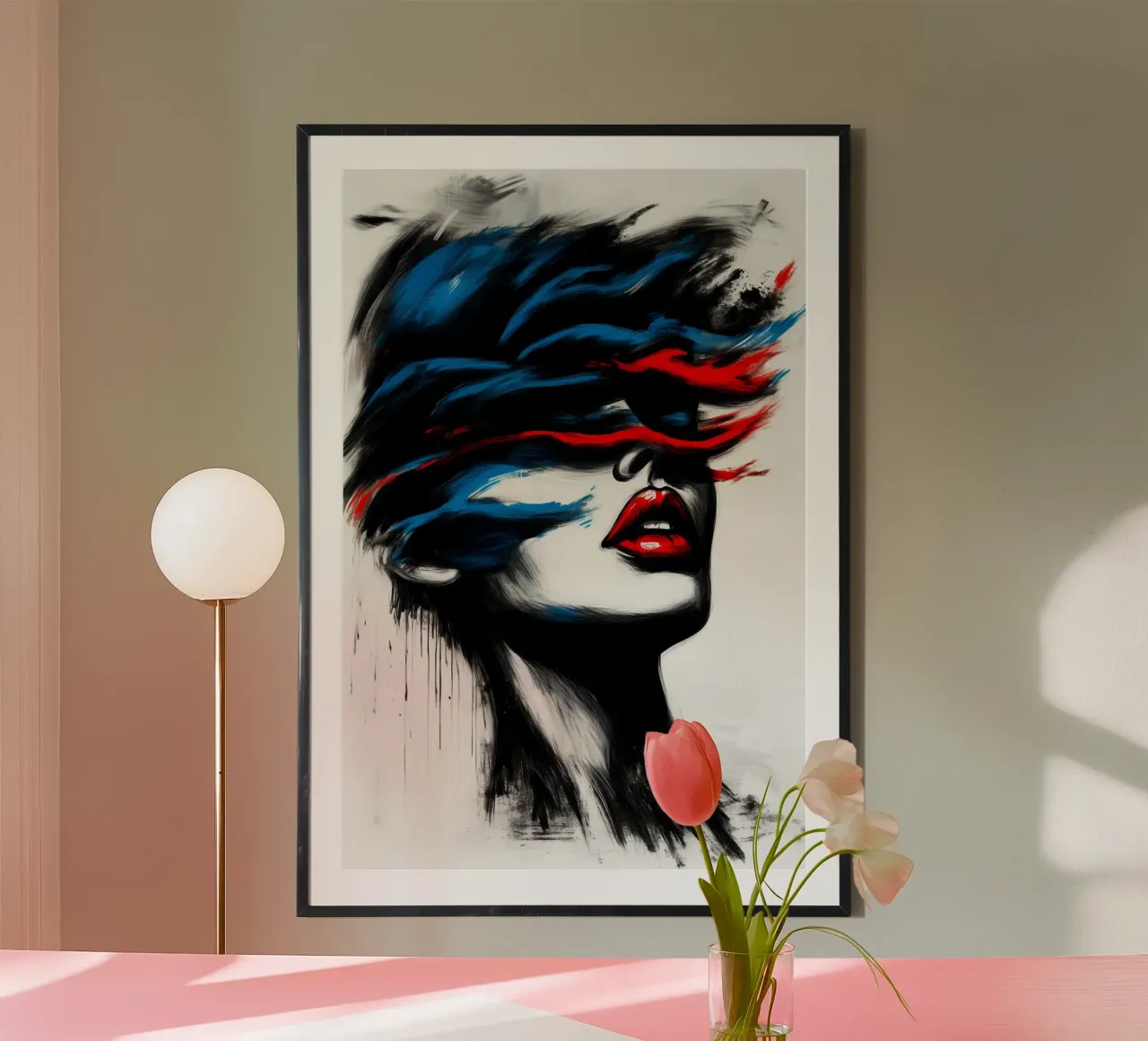 Silhouette tempestosa - Un gioco di colori e movimento poster con telaio in legno da melipo-art