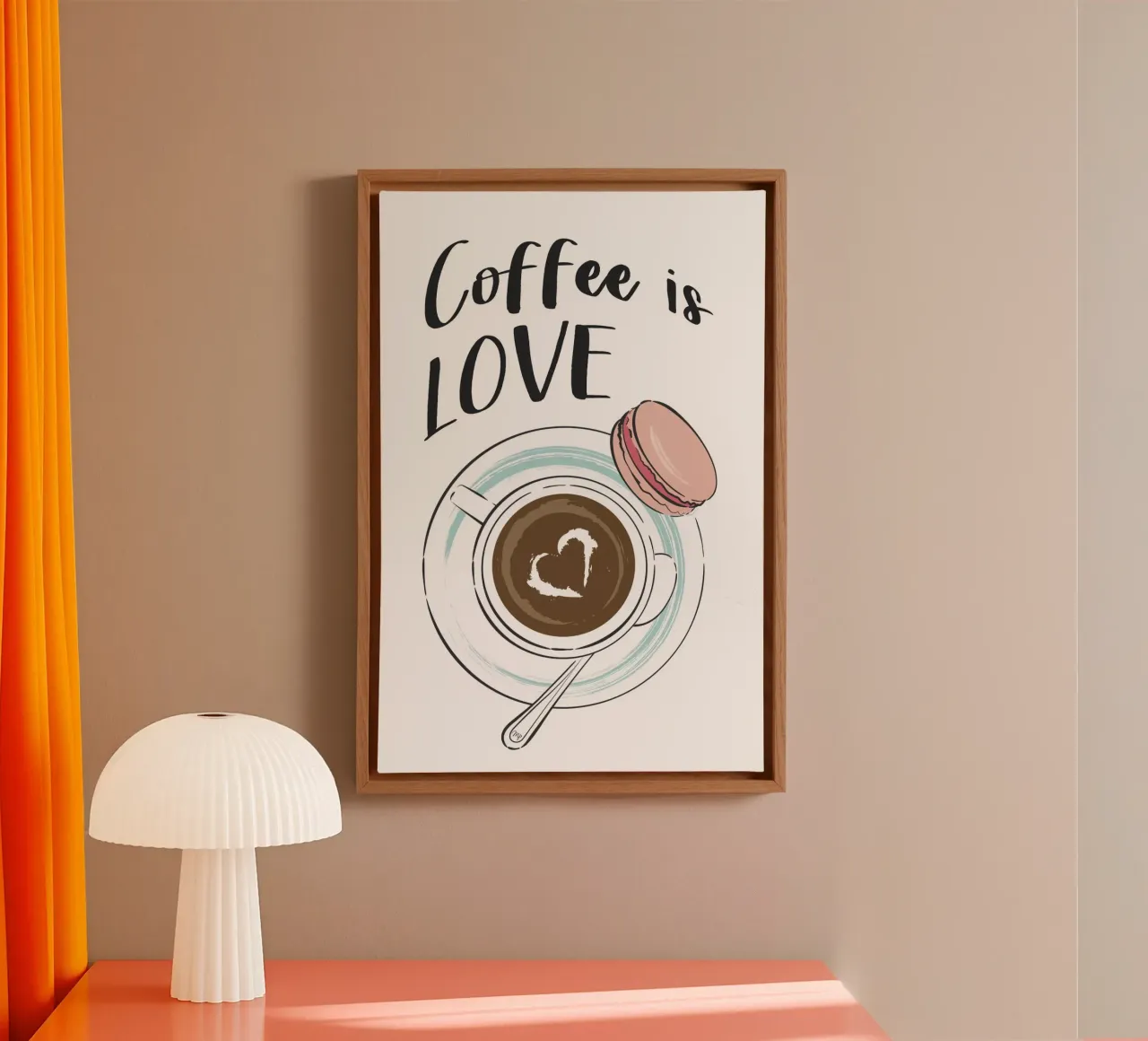 Il caffè è amore tela con Cornice a cassetta da Martina